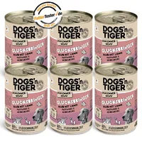 Dogs'n Tiger Dogs’n Tiger Adult Hundefutter, Glücksbringer, Nassfutter, Getreidefrei, Rind, Lamm, Pastinake & Heidelbeeren, 6x 400g