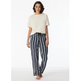 SCHIESSER Webhose lang Streifen mehrfarbig Mix+Relax Schlafanzug-Hose, Eingrifftaschen, für Damen, 904 BLAU, 46