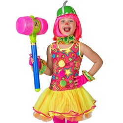 Funny Fashion Clown-Kostüm Clown Kostüm „Miley“ für Mädchen in Neonfarben, Zirkus Karneval Kinder Verkleidung 140