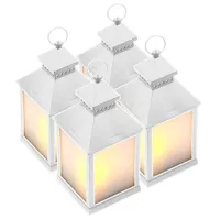 Lunartec 4er Pack LED-Laterne mit realistischem Flammenspiel und Timer,