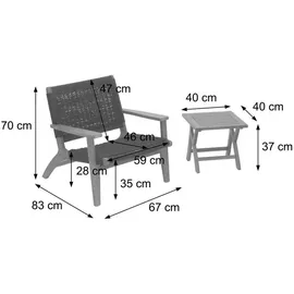 MCW Lounge-Garten-Garnitur MCW-N49, Balkon-Set Sitzgruppe Sessel, Seilgeflecht Rope Holz Akazie MVG-zertifiziert, schwarz
