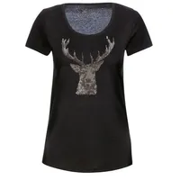 TRIGEMA T-Shirt Glitzer-Hirsch L schwarz Damen, T-Shirt Shirts