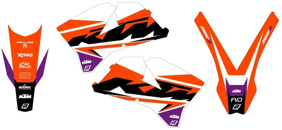 Blackbird Racing Dream 5 Ktm Exc 125 05-07/exc 200 05-07 Aufkleber - Black / Blue / Orange / White - One Size