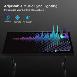 luxuskollektion Gaming Tisch 110cm Glass Schreibtisch RGB LED Gamer Computertisch