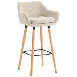 DELUKE® Barhocker mit Lehne Creme VILO - Stoffbezug, 99x55x46cm | Barhocker mit Lehne Tresenhocker Barstuhl Küchenhocker Thekenhocker hoher Stuhl