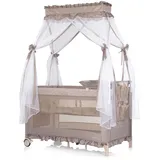 Chipolino Reisebett Palace, Baldachin Moskitonetz zwei Ebenen Wickelauflage beige grau