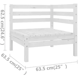 vidaXL Garten-Lounge-Set 5-tlg. Massivholz Kiefer weiß