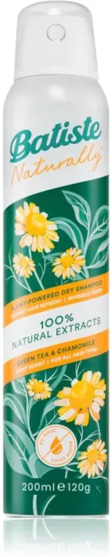 Batiste Naturally Green tea & Chamomile Trockenshampoo für die Aufnahme von überschüssigen Talg für ein frische Frisur 200 ml