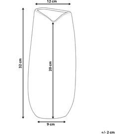 Beliani Dekovase DERBE Steinzeug 32 cm Silber
