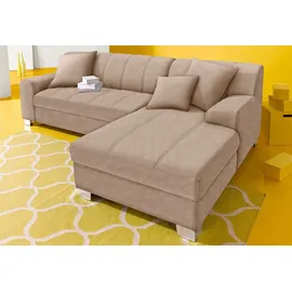 DOMO collection Ecksofa Turah incl. Zierkissen, moderne Steppung, auch in Leder, mit Bettfunktion, Schlafsofa, B/T: 239/152 cm, Unser Dauertiefpreis beige