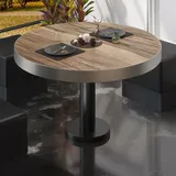 GGM Möbel Bistro Loungetisch Ø 80 x 41 cm Sheesham/Schwarz