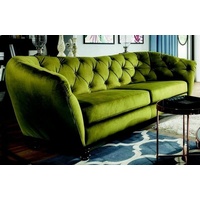 JVmoebel Sofa, Chesterfield 3 Sitzer Designer Sofa Couch Polster Sofas Couchen Stoff Textil Neu grün