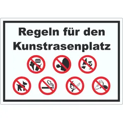 Aufkleber Regeln Kunstrasenplatz A9 (37x52mm)