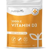 Nutravita Vitamin D3 2000 I.E - 400 Tabletten (1+ Jahr) - Vegetarisch - Hochdosiert Sonnenvitamin für Immunsystem, Knochen, Zähne & Muskeln - Vitamin D Hochdosiert - Laborgeprüft Cholecalciferol - Nutravita