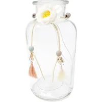 Goldbach Glasvase Flaschenform H 20cm Ø 10cm Transparent Weiße Blumenschleife