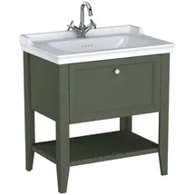 Vitra Valarte Waschtisch-Möbel-Set 65815 79,5x53x88cm, 1 Vollauszug, Korpus Vintage grün/Waschtisch weiß hochglanz