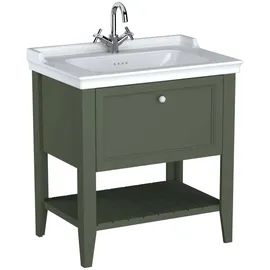 Vitra Valarte Waschtisch-Möbel-Set 65815 79,5x53x88cm, 1 Vollauszug, Korpus Vintage grün/Waschtisch weiß hochglanz