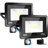 Led Strahler Mit Bewegungsmelder 30W 2 Stück LED Fluter,IP66 wasserdicht 2200LM Außenstrahler 6000K Kaltweiß Scheinwerfer, ideal für Garten Lagerhaus Spielplatz Haus Hof