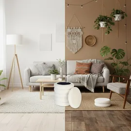 Relaxdays Hocker mit Stauraum Bouclé weiß