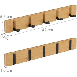 Relaxdays Garderobenleiste Relaxdays 42 x 5,5 x 5 cm Hellbraun/Braun