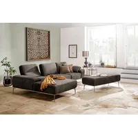 W.SCHILLIG Ecksofa run, Designsofa mit tollem Sitzkomfort, bequem, L-Form, mit elegantem Holzsockel, Füße in Silber matt, Breite 319 cm grau