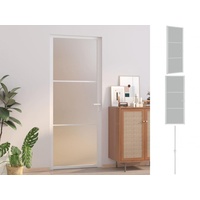 vidaXL Zimmertür »Innentür 83x201,5 cm Weiß Mattglas und Aluminium Zimmertür Glastür« weiß