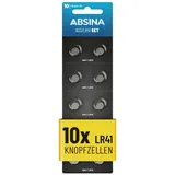 ABSINA Knopfzelle LR41 - LR736 & AG3 41 mAh, 10 Stück