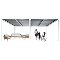 Alu Pergola MCW-L41, Lamellen-Pavillon Terrassenüberdachung, stabiles 8cm-Metall-Gestell 3x6m ~ weiß