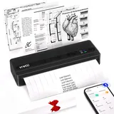 vretti PB821 Mobiler Drucker, Tragbare Thermodrucker unterstützt das Bedrucken von A4-Thermopapier,Bluetooth Thermodrucker unterstützt iOS und Android,Schwarz