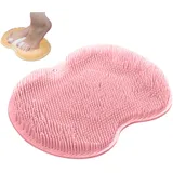 Fußbürste mit Rutschfesten Saugnäpfen, Dusch-Fußmassagegerät Fußwäscher, Fuss Wäscher Rückenschrubber, Anti- Rutsch Fußwaschmatte Silikon Massagepad, Fußpflege Entspannung (Rot)