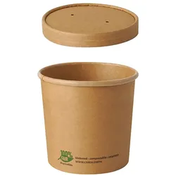 500 Bio Suppenbecher + Deckel To Go, Pappe `pure` rund 760 ml braun `100% Fair`