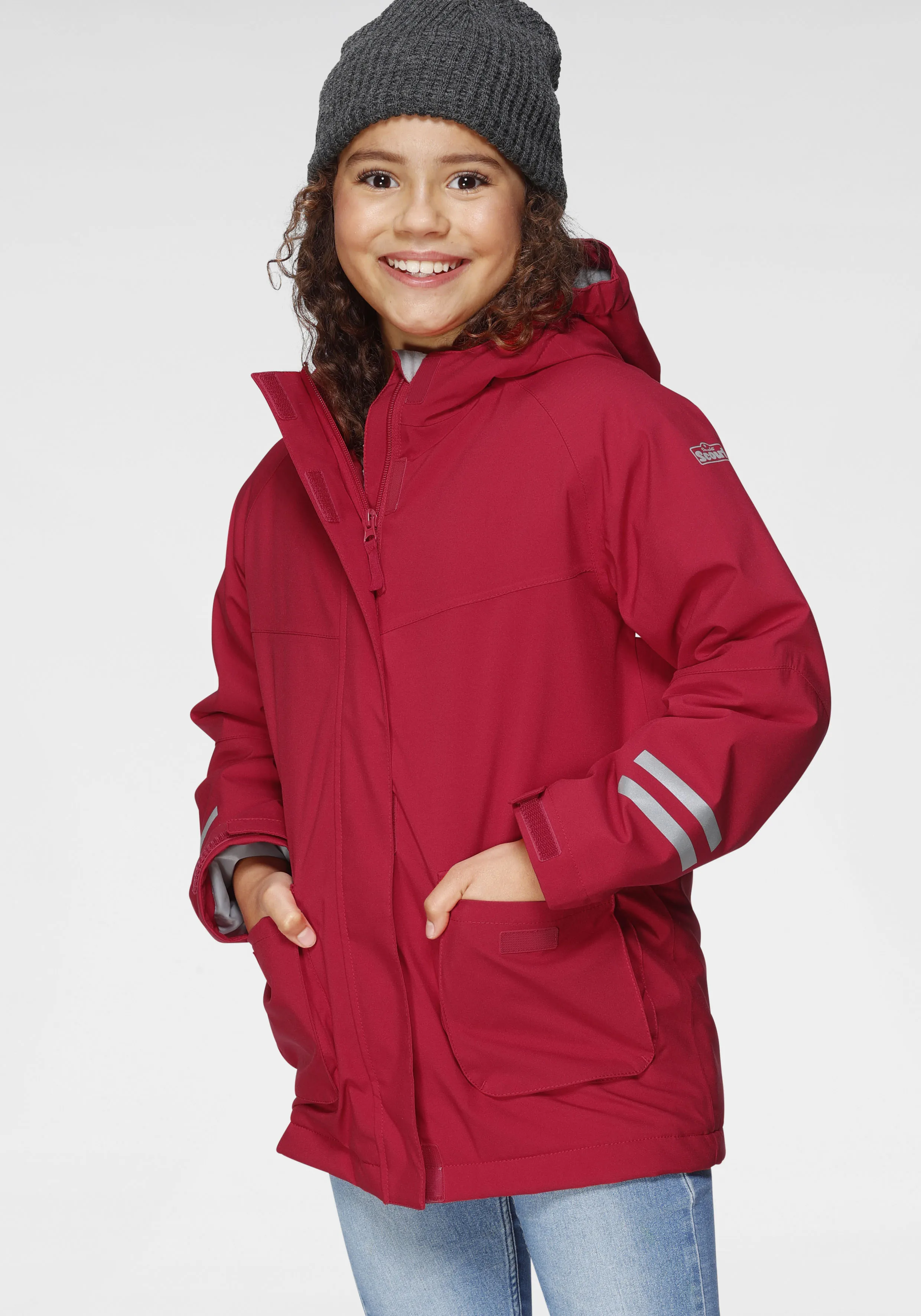 Scout Funktionsjacke »FLASH«, mit Kapuze, durch reflektierende Streifen in optisches Highlight Scout rot 92/98