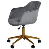 Livetastic Drehstuhl, Grau, Gold, Metall, Kunststoff, Textil, Rollen, Rundrohr, 56.5x59x78-87 cm, gepolsterte Armlehnen, Arbeitszimmer, Bürostühle, Drehstühle