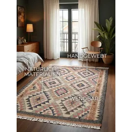 ELLE DECORATION Teppich Kelim Parsa, rechteckig, Höhe: 3 mm, Jute, Baumwolle, Natur, Handgewebt, Kelim, orientalisch, Boho beige 120 cm x 170 cm x 3 mm