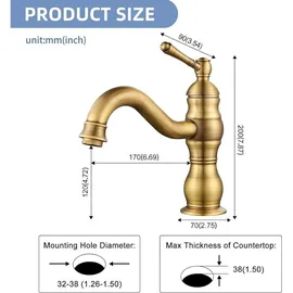 coleniny Kisimixer Waschtischarmatur Antik Bronze
