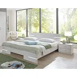 Beauty.Scouts Schlafzimmer Set Flink, Bettgestell, Holzbett, Schlafzimmer, Doppelbett, Futonbett, Futon Set, Nachttische-Set, Weißeiche Nachbildung Größe 160 x 200 cm