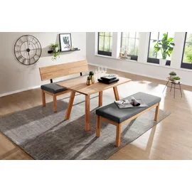 massivline&more Sitzbank MASSIVLINE & MORE "Roberto", grau (grau, kernbuche), B:130cm H:83cm T:54,5cm, Massivholz, Polyester, Sitzbänke, Sitzbank, Massivholz