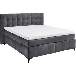 Boxspringbett ED EXCITING DESIGN "Oregon", grau (anthrazit), B:200cm L:210cm, 100% Polyester, Komplettbetten, Boxspringbett, inkl. Duo-Matratze - Kokosmatte, Filzabdeckung