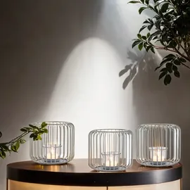 Marrakesch Orient & Mediterran Interior 3er Set Skandinavische Deko Windlichter Teelichthalter Kerzenhalter Cibolo Grau Klein