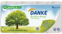 Danke Toilettenpapier naturweiß, 3-lagig 10631 , 1 Packung = 16 Rollen à 150 Blatt