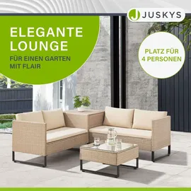 Juskys Polyrattan Lounge Santorini - Creme