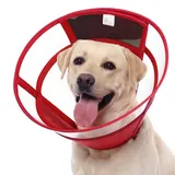 Hundekragen Leckschutz, transparenter Kragen Hund gegen Lecken, Verstellbarer Halskrause Hunde mit Kordelzug, Trichter Hund nach OP, Faltbarer Halskragen, Burgunderrot XL