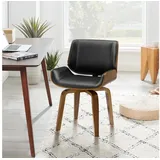 Art Leon Esszimmerstuhl CC052 (Mid Century Modern Schreibtisch Stuhl Faux Leder Wohnzimmer Stuhl mit Nussbaum Bentholz Beine Farbe in Schwarz/Braun), Küche Esszimmer Stühle mit gepolstertem Sitz schwarz