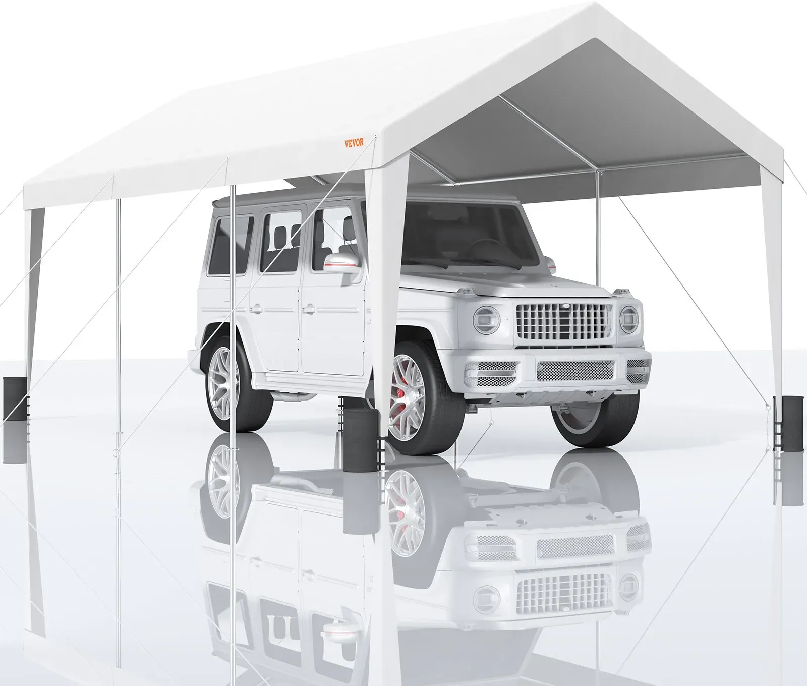 VEVOR Zeltgarage 3 x 6 x 2,8 m Garagenzelt aus 180 g/m2 doppelseitig beschichtetes PE und verzinktes Stahlrohr Lagerzelt Carport 38 mm Säulendurchmesser Gerätezelt für 2–3 Erwachsene Weiß