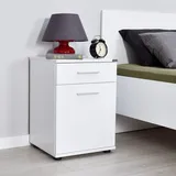 HANAH Home Elegant White Nightstand, 40 x 57 x 39 cm | 100% Melamine Coated Particle Board, 16 mm Thick | Wall-Mountable, Perfect for Modern Bedrooms & Hotels