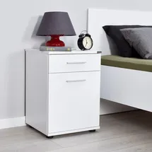 HANAH Home Elegant White Nightstand, 40 x 57 x 39 cm | 100% Melamine Coated Particle Board, 16 mm Thick | Wall-Mountable, Perfect for Modern Bedrooms & Hotels