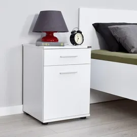 HANAH Home Elegant White Nightstand, 40 x 57 x 39 cm | 100% Melamine Coated Particle Board, 16 mm Thick | Wall-Mountable, Perfect for Modern Bedrooms & Hotels