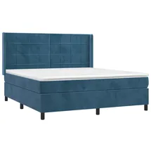 vidaXL Boxspringbett mit Matratze & LED Dunkelblau 160x200 cm Samt