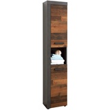 trendteam Hochschrank Schrank - Badezimmer - Indy - Aufbaumaß (BxHxT) 36 x 184 x 31 cm - Farbe Old Wood mit Matera - 125910123