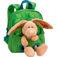 NICI 61743 - Grüner Rucksack mit Plüschtier Hase, 2-teilig, Hase:25cm